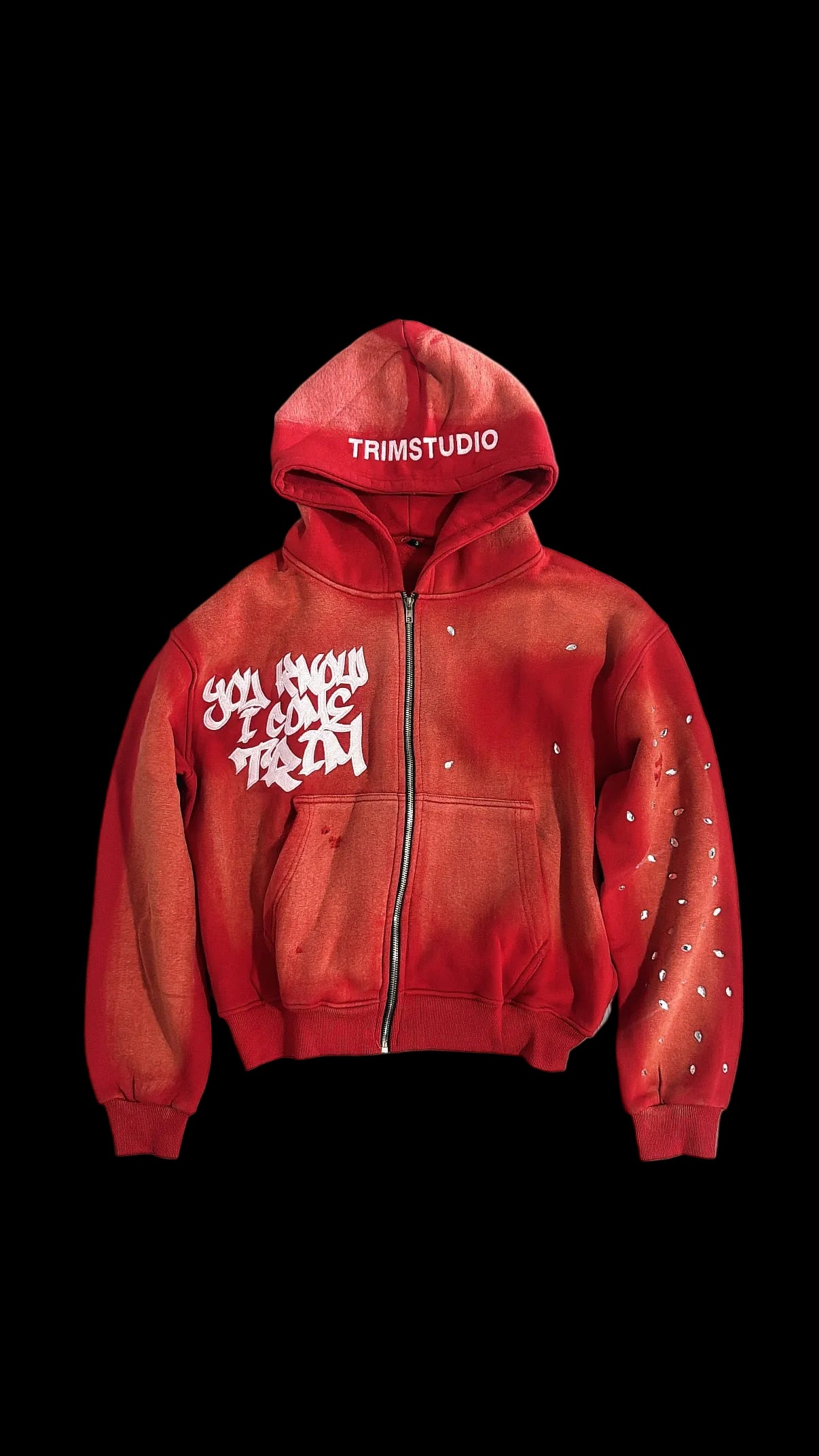 Red Rhinestone Zip Up