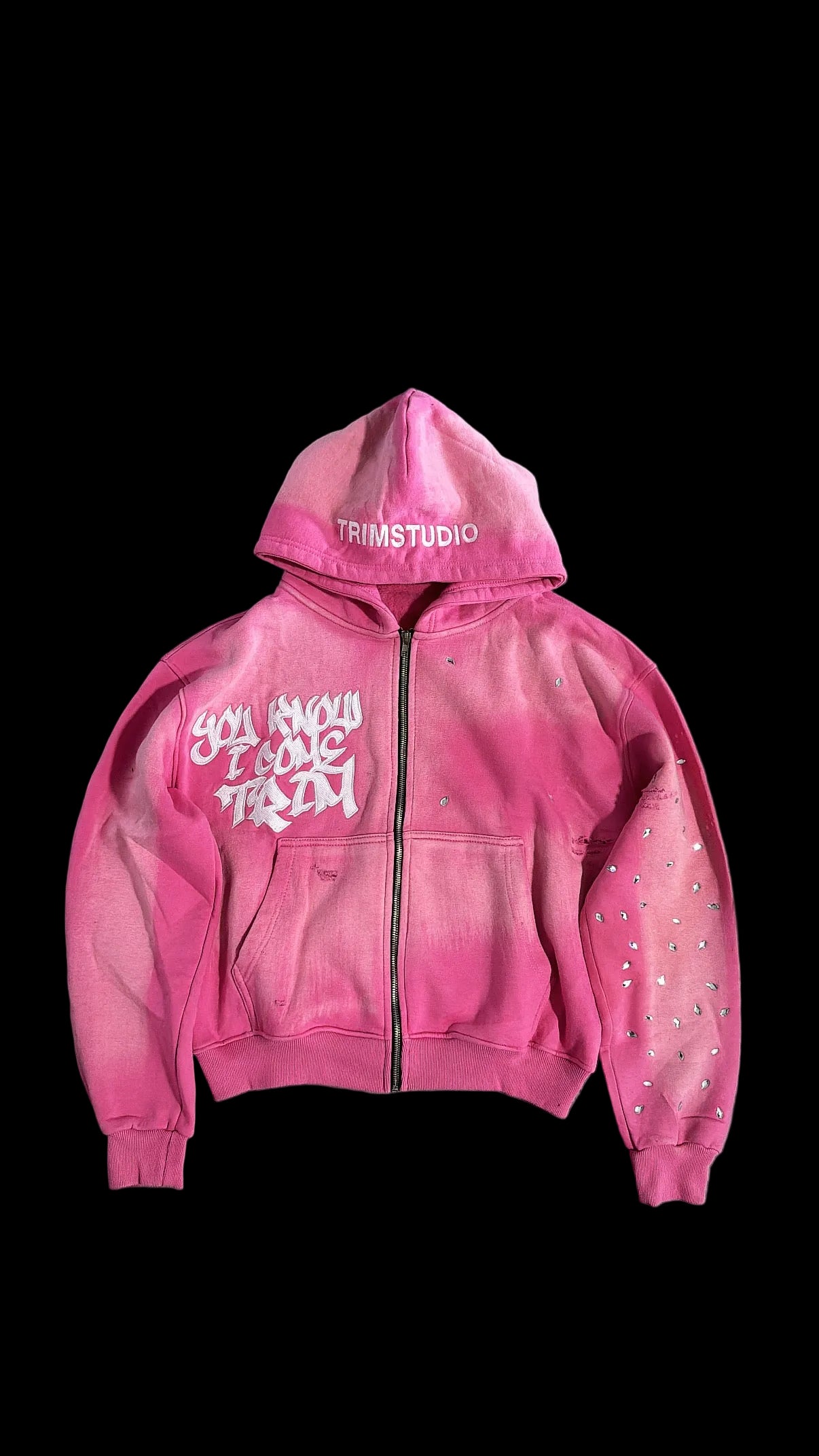 Pink Rhinestone Zip Up