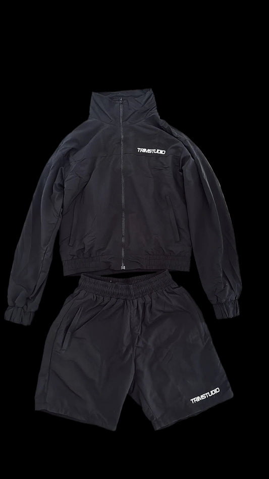 Black Windbreaker Set